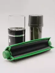 Pre Roll Set (3pc) Electric Grinder, Stash jar, GREEN King Roller Machine
