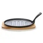 NEW Pyrolux Pyrocast Oval Sizzle Plate with Maple Tray