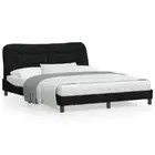 RGB LED Lights Bed Frame Modern Fabric Wood Base for Mattress Size 152x203cm