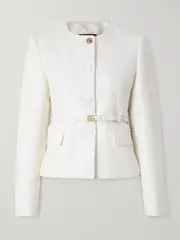 [Gucci] Gucci - Belted Cotton-blend Bouclé Jacket - Off-white - IT42 IT 42 Off-white