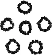 6 Pcs Black Silky Scrunchies Soft & Comfortable Small Satin Hair Scrunchy Elastic Hair Bands Ties Ropes Ponytail Holders for Women Girls Hair Accessories