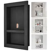 VEVOR Shower Niche Ready for Tile 40.64 x 60.96 cm, 16 x 24 inch Double Shelf Organizer, Square Corners Wall-inserted Niche Recessed, Sealed Protectio