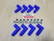 (8) Spark Plug Boots & Terminals 7-8mm wire, Blue silicone 90 degree Right angle