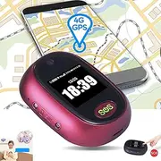 Elderly GPS Tracking Device Mini Pendant 4G Tracking Personal Locator SOS Emergency Button Phone Call Ringtone Location Alarm Clock Security Fence for Elderly(Red)