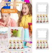 24/10Pcs Bakery Boxes Paper Cake Boxes with Clear Window 16 Grids DIY EmAbE