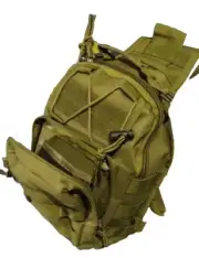 Tactical Backpack Side Bag Crossbody Waterproof Hiking Camping Army Green