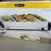 BELLA Large Triple Buffet Server & Warming Tray Entertaining NIB