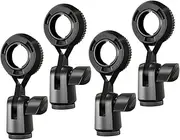 HAMPPLIES 4pcs Rotatable Microphone Clip Holder with Female Adapter Wireless Mic Stand Clamp for Desktop Use Meetings Lectures Podcasts and Video Chats