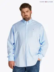Tommy Hilfiger Blue Regular Fit Plus Flex Poplin 100% Cotton Shirt (F55116) | $173