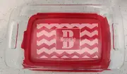 Personalized with your name Pyrex Baking Dish 9x13 with lid Chevron design