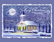 Merry Christmas Chapel with Santa Door Hanger or Sign