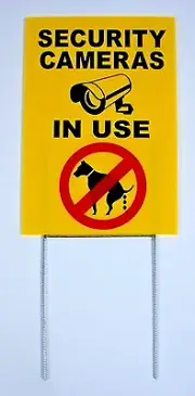 SECURITY CAMERAS IN USE - NO DOG POOP 8"X12" Plastic Coroplast Sign w/Stake y