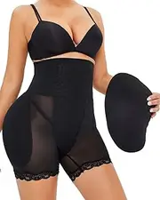 [Shineqin] Hip Pads for Women Shapewear,Butt Lifting Shapewear Shorts with Hip Dip Pads,High Waisted Tummy Control BBL Shorts