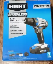 Hart 20 Volt Cordless Brushless 1/2 Inch Driver / Drill Kit HPDD25B