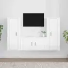 3-Piece Set High Gloss TV Cabinet Entertainment Unit Stand Storage Shelf White
