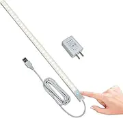 IKSACE Plug in Under Cabinet Lighting, 17 inch Touch Dimmable Closet Light, USB Corded LED Light Bar, Memory Function, Under Counter Lights for Kitchen, Desk, Workspace, Natural White (4000K)