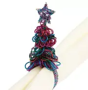 Loop Christmas Tree Napkin Rings by World Market Set of 4 Red and Green Star