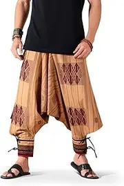 [The Veshti Company] Unisex 100% Cotton Bohemian Yoga Baggy Pants, Hippie Mens Joggers, Comfy Womens Pajama Pants