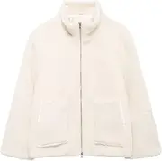 KHUANXIRO Autumn and Winter Women's Stand-up Collar Lambswool Casual Cotton Jacket