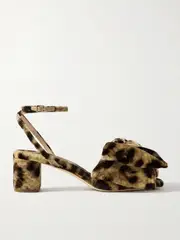 [Loeffler Randall] Loeffler Randall - Carmen Bow-embellished Leopard-print Velvet Sandals - Leopard print - US7 US 7 Animal print
