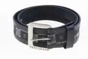 New PEPE of London Logo Belt Size L Black & Silver P4000 $38 MSRP 34-39" waist