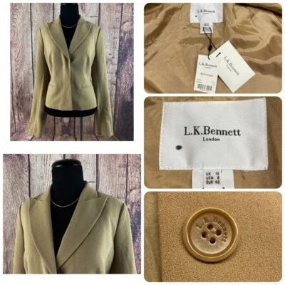 NWT L K BENNETT LONDON WOMENS 8 UK 12 JK/GEORGIA STRETCH CAMEL TAN BLAZER JACKET