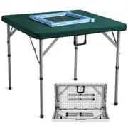 VEVOR Mahjong Table with Mahjong Tiles Set, Fold-in-Half 4 Player Card Table with 144PCS Majiang Tiles and 3 Dice, Portable Bi-Folding Domino Table wi
