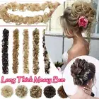 Natural Curly Messy Bun Ponytail Thick Scrunchie Updo Hair Extensions as Human H