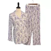 Eileen West Womens Size S NWT Blue Floral Cotton Modal Pajama Top Bottom Set