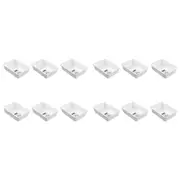12PK Boxsweden Adjustable Drawer Tote Organiser Sleek Tray 25-38x18x7cm White