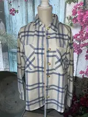 Blu Pepper Windowpane Plaid Jacket Pattern Size Large Blue