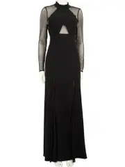 Black Mesh Panel Maxi Dress