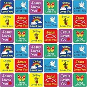 480 Pcs Jesus Loves You Self Adhesive Paper Christian Stickers for Kids Multi Color Jesus Stickers Catholic Stickers Butterfly Rainbow Dove Heart Fish Religious Stickers for Jesus (Cute Style)