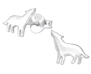 Children's Silver Wolf Stud Earrings