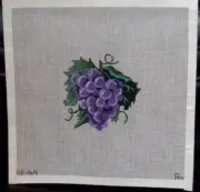 New Hand painted Needlepoint Canvas - Purple Grapes - Fruit - AT Design - RD-164