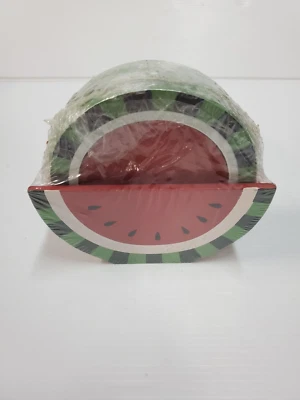 Set of watermelon coasters with wooden watermelon holder - new in package