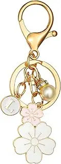 [Manlosen] Cute Stainless Steel Gold Keychain Initial Letter Keys Charm Gifts for Women with Key Ring Purse Charms for Handbags