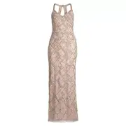 NWT Aidan Mattox Womens Size 6 Open Back Embellished Maxi Formal Gown Dress NEW