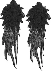 Angoily 1 Pair Elegant Lace Appliques for Clothes Repair Embroidered Angel Wing Patches DIY Sewing Decor for Costumes Parties Daily Wear Skin Friendly Durable