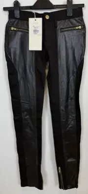 Sass & Bide Jeans Womens 24 Black Under Cover Leather Zippora Spray BNWT Size 6
