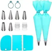 Meagtlva 15pcs Icing Piping Tip Set,6 Decorating Tips Stainless Steel,DIY Cream Rose Flower Piping Tips,cake Pastry Tips for Cake Decorating