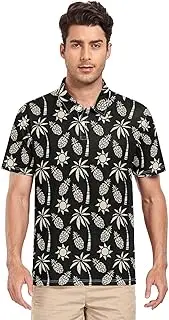 [ZZXXB] Coconut Tree Pineapple Men's Polo Shirts Short Sleeve Quick Dry Athletic Outdoor Sports Golf Shirts S-XXL