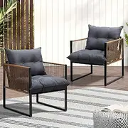 Livsip Outdoor Chairs Set of 2 Rattan Lounge Chair Garden Patio Set