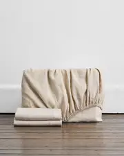 Oatmeal 100% French Flax Linen Fitted Sheet Set
