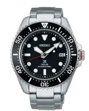 Seiko Prospex Solar Silver and Black Men's Diver's Watch SNE589P