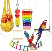 Bird Parakeet Cockatiel Toys | Parrot Chew Toys Perch Stand - Colorful Anti-bite Funny Strong Bird Parakeet Cockatiel Toys for Small Parakeets, Cockatiels, Conures