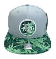 “Keep It 4:20” Flat Bill Snap Back Ball Cap 4-20 Gray Hat Green Visor Adjustable