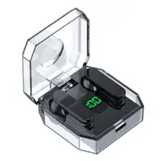 TWS Wireless Headphones Transparent LED Display Earbuds Wireless Bluetooth Headset Fone Earphones -Black