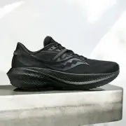 Saucony Mens Triumph 20 Size 8.5 Triple Black Fitness Running Shoes Sneakers
