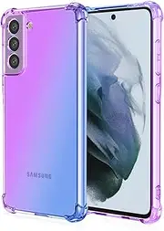 vumebao Gradient Clear Cute Phone Case for Samsung S21 FE, Slim Anti Scratch Shockproof Protective Cover for Samsung S21 FE, Fasion Multiple Options Phone Case for Women Girl-Purple Blue